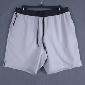 IBKUL Performance Shorts Mens Large‎ Gray Lined Athletic Stretch Gym Running